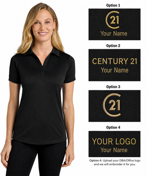 DBA Ladies Black Diamond Jacquard Polo | Custom Embroidered