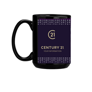 15oz Wrap Print Black Ceramic Mug - Personalized