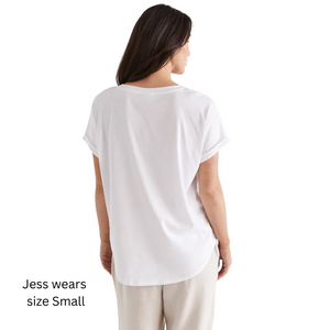 Roll Sleeve White Tee with Metallic Gold Logo - C21 Collection