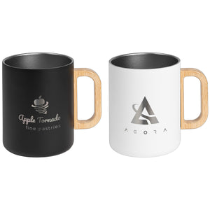 DBA Vancouver - 15 oz. Stainless Steel Double Wall Mug with Bamboo Handle - Laser