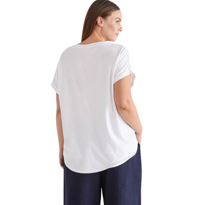 Roll Sleeve White Tee with Metallic Gold Logo - C21 Collection