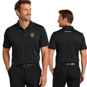 Mens Black Signature Diamond Polo | C21 Left Chest + CENTURY 21 Back