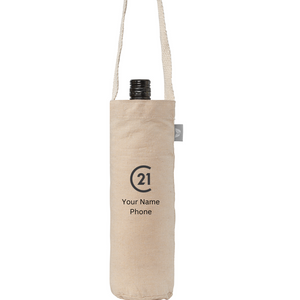 Single-Bottle Wine Tote Bag - 6 oz Recycled Cotton Blend