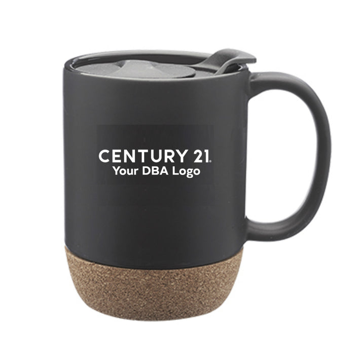 Barista Cork Bottom Ceramic Mug with Lid - Personalized