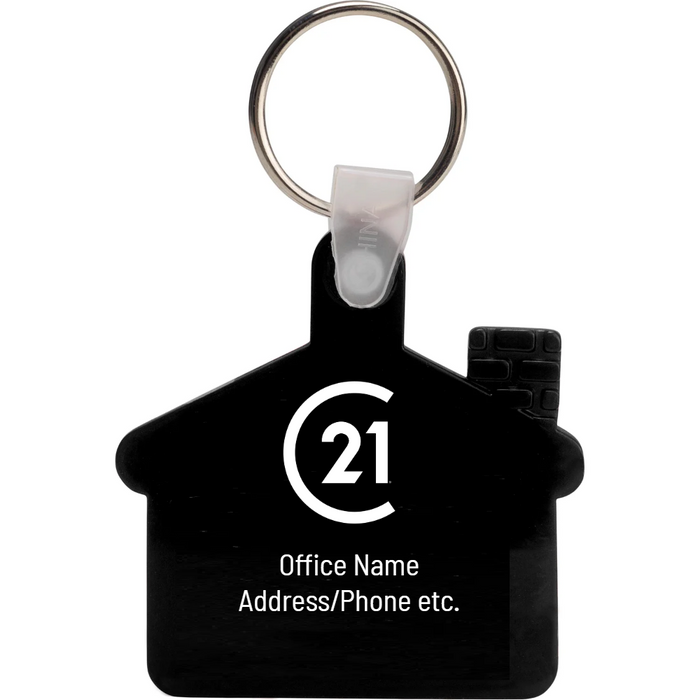 Black PVC House Shape Keychain - Your Name/Logo