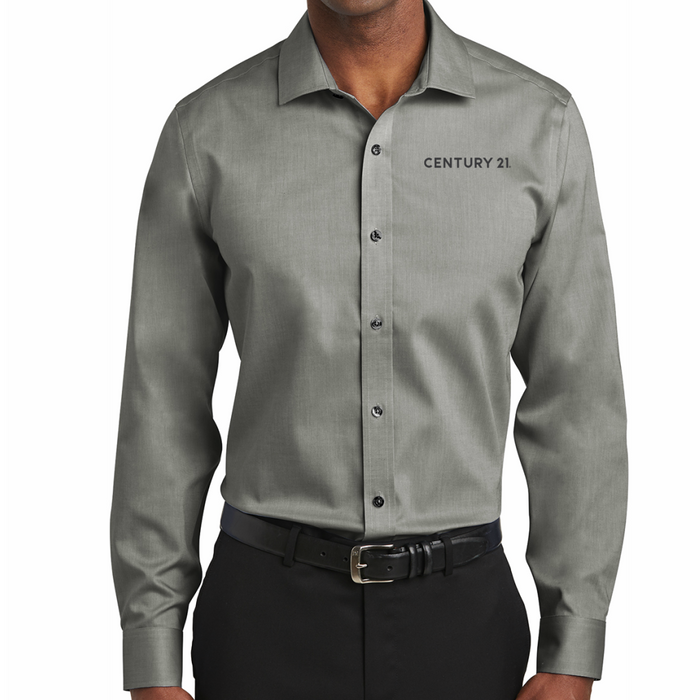 Your Logo Embroidery - Slim Fit Pinpoint Oxford Non-Iron Shirt